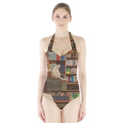 Library Aesthetic Halter Swimsuit by Sarkoni