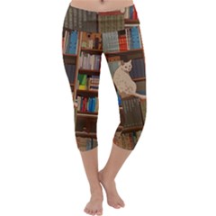 Library Aesthetic Capri Yoga Leggings by Sarkoni