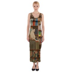 Library Aesthetic Fitted Maxi Dress by Sarkoni