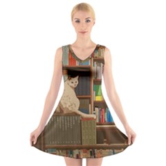 Library Aesthetic V-neck Sleeveless Dress by Sarkoni