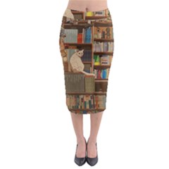 Library Aesthetic Midi Pencil Skirt by Sarkoni