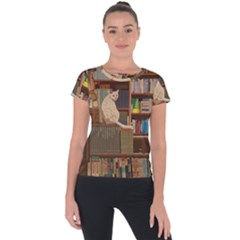 Library Aesthetic Short Sleeve Sports Top  by Sarkoni