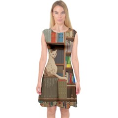 Library Aesthetic Capsleeve Midi Dress by Sarkoni