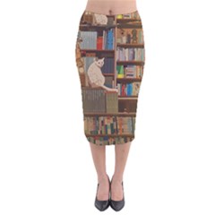 Library Aesthetic Velvet Midi Pencil Skirt by Sarkoni