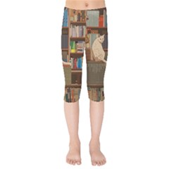 Library Aesthetic Kids  Capri Leggings  by Sarkoni