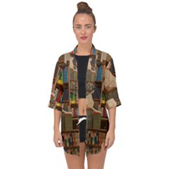 Library Aesthetic Open Front Chiffon Kimono by Sarkoni