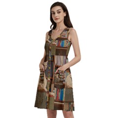 Library Aesthetic Sleeveless Dress With Pocket by Sarkoni