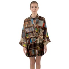 Library Aesthetic Long Sleeve Satin Kimono by Sarkoni