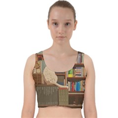 Library Aesthetic Velvet Racer Back Crop Top by Sarkoni