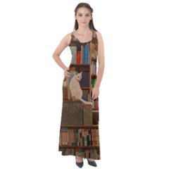 Library Aesthetic Sleeveless Velour Maxi Dress by Sarkoni