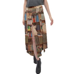 Library Aesthetic Velour Split Maxi Skirt by Sarkoni