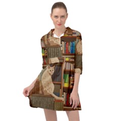 Library Aesthetic Mini Skater Shirt Dress by Sarkoni