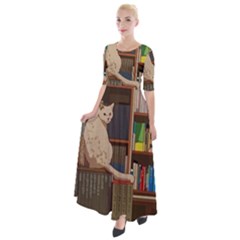 Library Aesthetic Half Sleeves Maxi Dress by Sarkoni