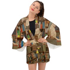 Library Aesthetic Long Sleeve Kimono by Sarkoni