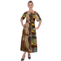 Library Aesthetic Shoulder Straps Boho Maxi Dress  by Sarkoni