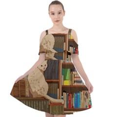 Library Aesthetic Cut Out Shoulders Chiffon Dress by Sarkoni