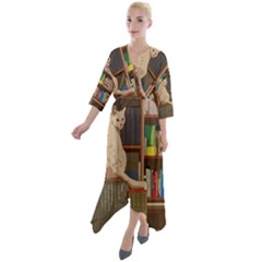 Library Aesthetic Quarter Sleeve Wrap Front Maxi Dress by Sarkoni