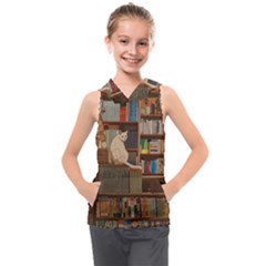 Library Aesthetic Kids  Sleeveless Hoodie by Sarkoni