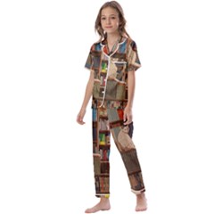 Library Aesthetic Kids  Satin Short Sleeve Pajamas Set by Sarkoni