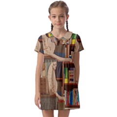 Library Aesthetic Kids  Asymmetric Collar Dress by Sarkoni