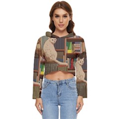 Library Aesthetic Women s Lightweight Cropped Hoodie by Sarkoni