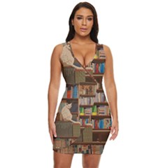 Library Aesthetic Draped Bodycon Dress by Sarkoni