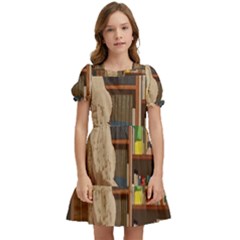 Library Aesthetic Kids  Puff Sleeved Dress by Sarkoni