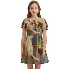 Library Aesthetic Kids  Bow Tie Puff Sleeve Dress by Sarkoni