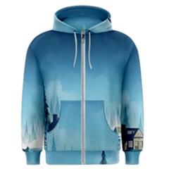 Winter Scenery Minimalist Night Landscape Men s Zipper Hoodie