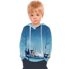 Winter Scenery Minimalist Night Landscape Kids  Overhead Hoodie by Sarkoni