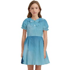 Winter Scenery Minimalist Night Landscape Kids  Bow Tie Puff Sleeve Dress by Sarkoni