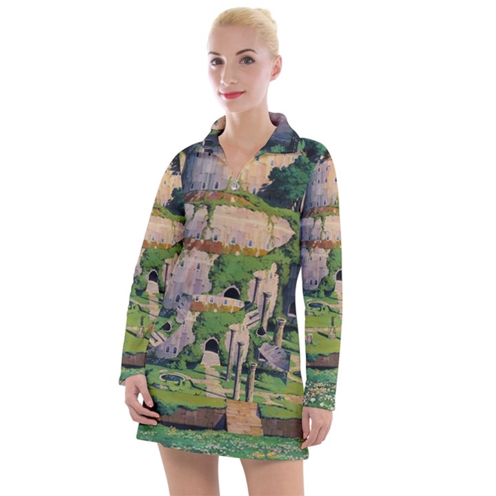 Painting Scenery Women s Long Sleeve Casual Dress