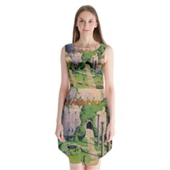 Painting Scenery Sleeveless Chiffon Dress   by Sarkoni