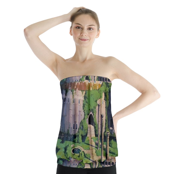 Painting Scenery Strapless Top