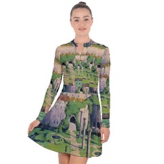 Painting Scenery Long Sleeve Panel Dress by Sarkoni