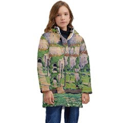 Painting Scenery Kids  Hooded Longline Puffer Jacket by Sarkoni