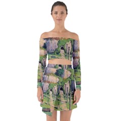 Painting Scenery Off Shoulder Top With Skirt Set by Sarkoni