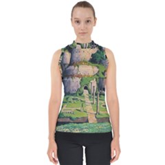 Painting Scenery Mock Neck Shell Top by Sarkoni