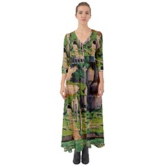 Painting Scenery Button Up Boho Maxi Dress by Sarkoni