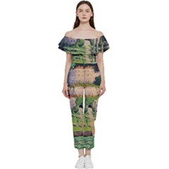 Painting Scenery Bardot Ruffle Jumpsuit by Sarkoni