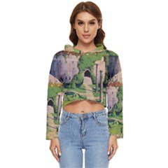 Painting Scenery Women s Lightweight Cropped Hoodie by Sarkoni