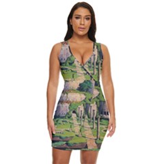 Painting Scenery Draped Bodycon Dress by Sarkoni