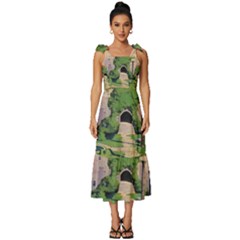 Painting Scenery Tie-strap Tiered Midi Chiffon Dress by Sarkoni