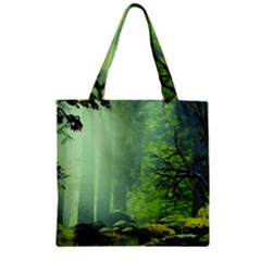 Trees Forest Artwork Nature Beautiful Landscape Zipper Grocery Tote Bag by Sarkoni