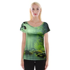 Trees Forest Artwork Nature Beautiful Landscape Cap Sleeve Top by Sarkoni