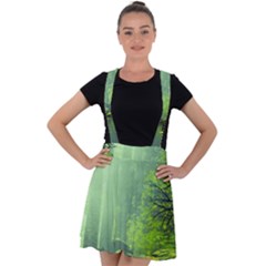 Trees Forest Artwork Nature Beautiful Landscape Velvet Suspender Skater Skirt by Sarkoni