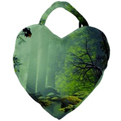 Trees Forest Artwork Nature Beautiful Landscape Giant Heart Shaped Tote by Sarkoni