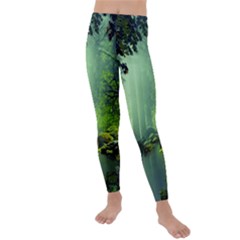 Trees Forest Artwork Nature Beautiful Landscape Kids  Lightweight Velour Leggings by Sarkoni