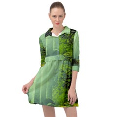 Trees Forest Artwork Nature Beautiful Landscape Mini Skater Shirt Dress by Sarkoni