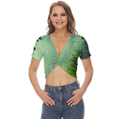 Trees Forest Artwork Nature Beautiful Landscape Twist Front Crop Top by Sarkoni